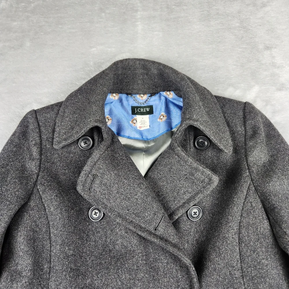 J. Crew Womens Jacket Pea Coat Grey Wool Blend Size M Medium - Picture 2 of 11